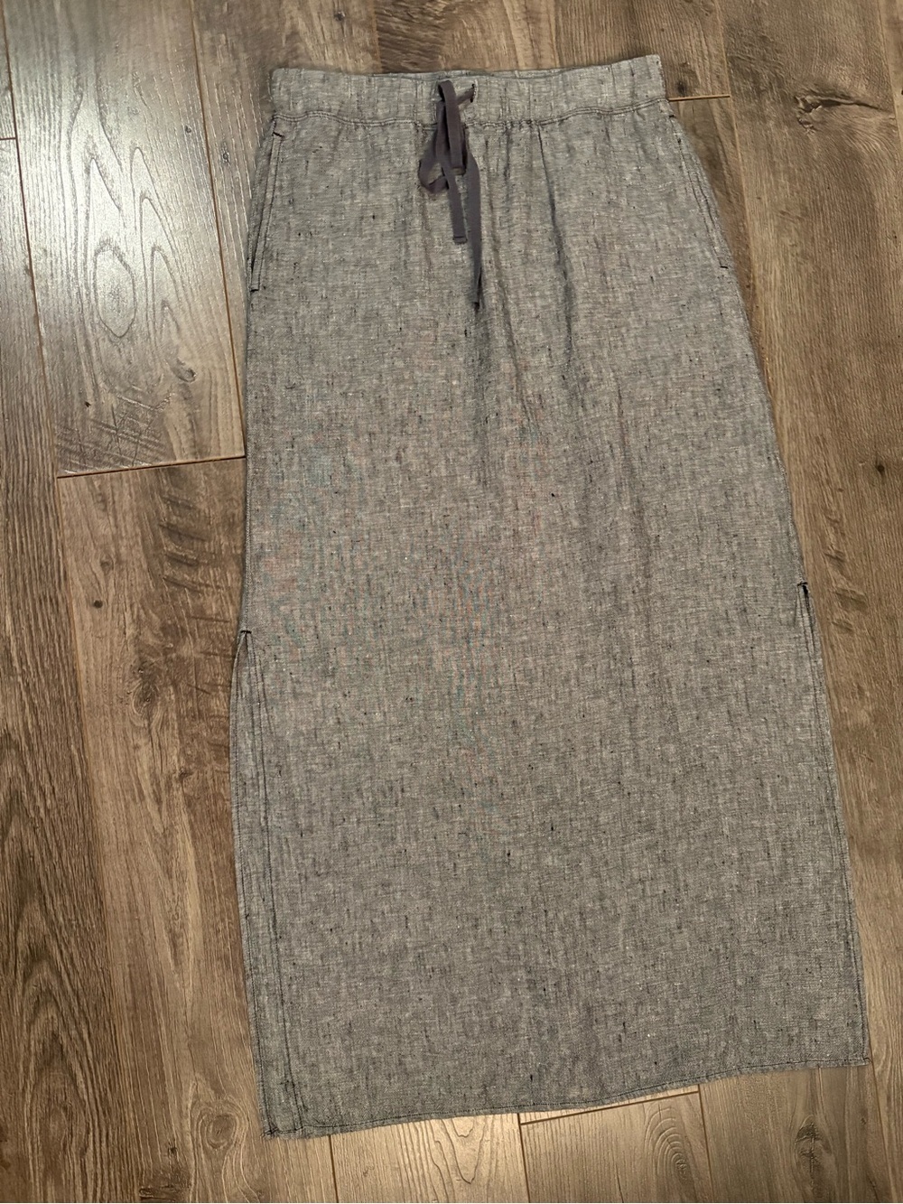 Max Studio linen maxi skirt side slits pockets drawstring waist - Picture 10 of 16
